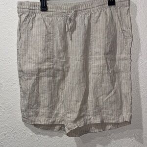 Lands' End Women's High Rise Drawstring A-line 10" Linen Shorts